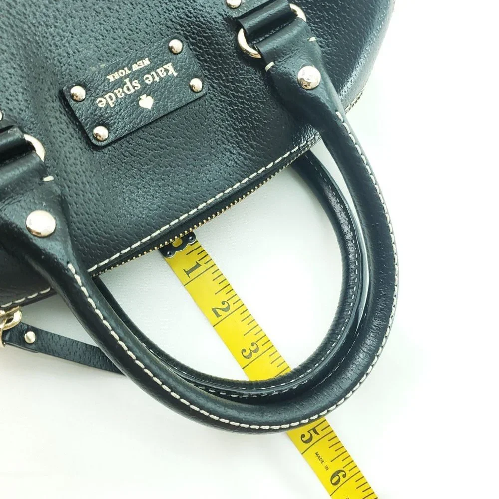 Kate Spade Womens Black Leather Retro Double Handle Satchel Handbag Purse